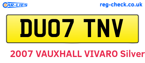 DU07TNV are the vehicle registration plates.