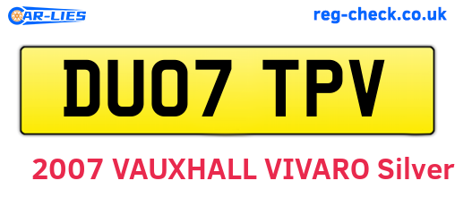 DU07TPV are the vehicle registration plates.
