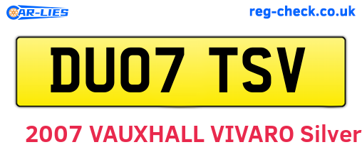 DU07TSV are the vehicle registration plates.