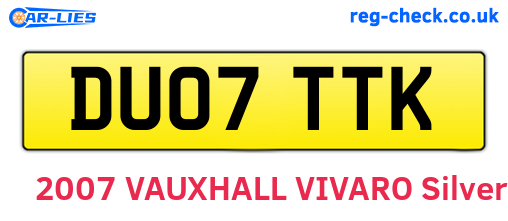DU07TTK are the vehicle registration plates.