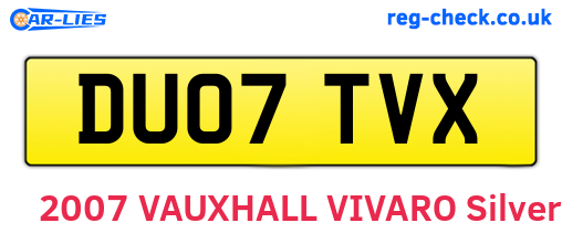 DU07TVX are the vehicle registration plates.
