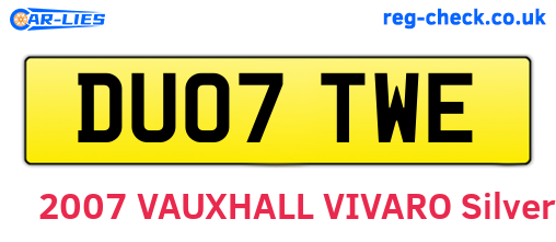 DU07TWE are the vehicle registration plates.