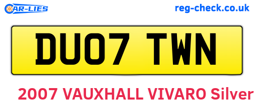 DU07TWN are the vehicle registration plates.