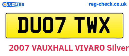 DU07TWX are the vehicle registration plates.