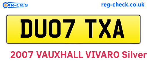 DU07TXA are the vehicle registration plates.