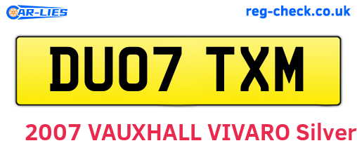 DU07TXM are the vehicle registration plates.