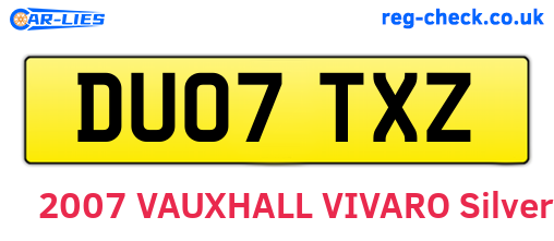 DU07TXZ are the vehicle registration plates.