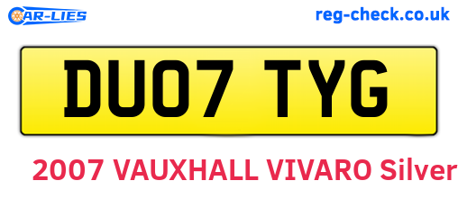 DU07TYG are the vehicle registration plates.