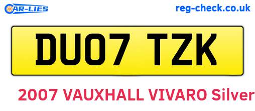 DU07TZK are the vehicle registration plates.