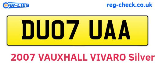 DU07UAA are the vehicle registration plates.