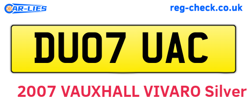 DU07UAC are the vehicle registration plates.