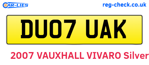 DU07UAK are the vehicle registration plates.