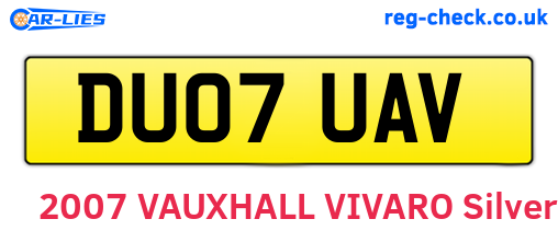 DU07UAV are the vehicle registration plates.