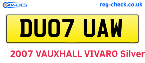 DU07UAW are the vehicle registration plates.