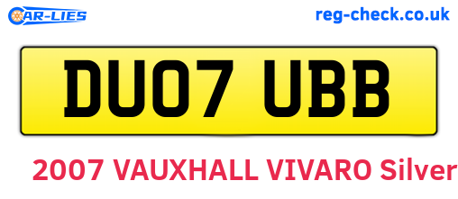 DU07UBB are the vehicle registration plates.