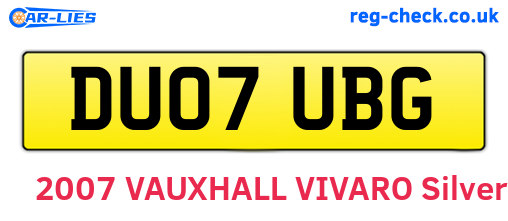 DU07UBG are the vehicle registration plates.