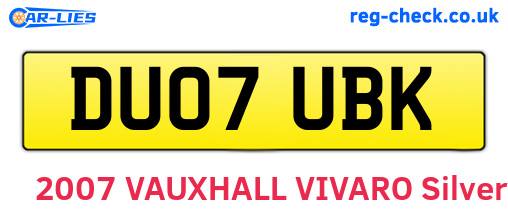 DU07UBK are the vehicle registration plates.