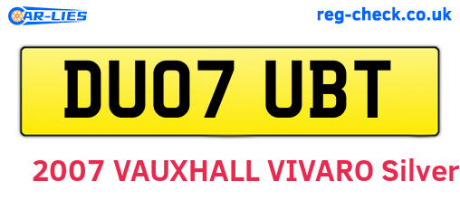 DU07UBT are the vehicle registration plates.