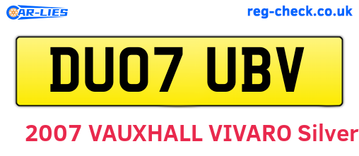 DU07UBV are the vehicle registration plates.
