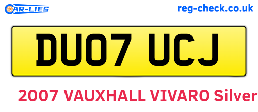 DU07UCJ are the vehicle registration plates.