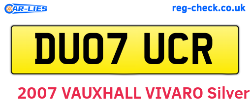 DU07UCR are the vehicle registration plates.