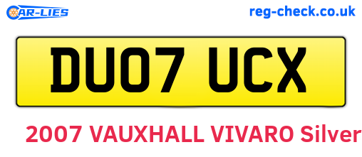 DU07UCX are the vehicle registration plates.