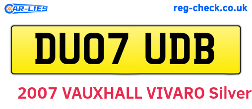 DU07UDB are the vehicle registration plates.