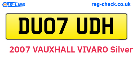 DU07UDH are the vehicle registration plates.