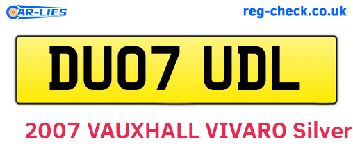 DU07UDL are the vehicle registration plates.