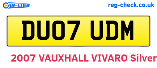 DU07UDM are the vehicle registration plates.