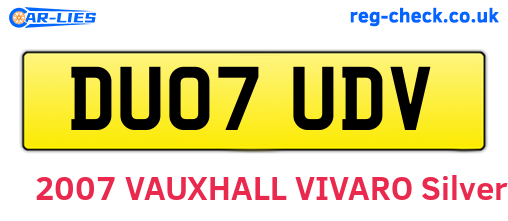 DU07UDV are the vehicle registration plates.