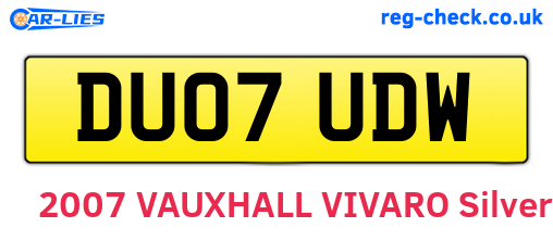 DU07UDW are the vehicle registration plates.