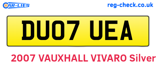 DU07UEA are the vehicle registration plates.