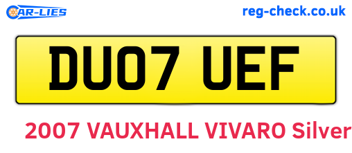 DU07UEF are the vehicle registration plates.
