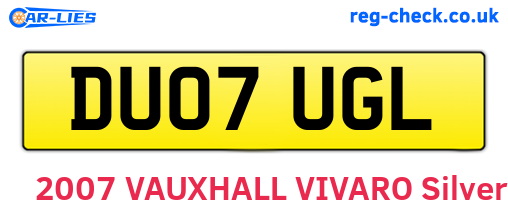 DU07UGL are the vehicle registration plates.