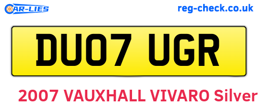 DU07UGR are the vehicle registration plates.