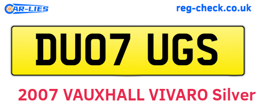 DU07UGS are the vehicle registration plates.