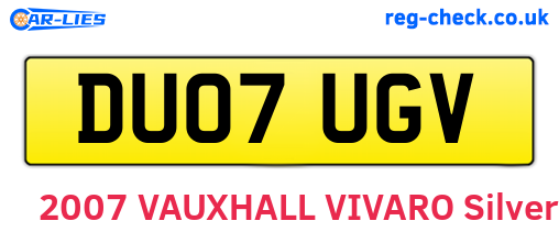 DU07UGV are the vehicle registration plates.