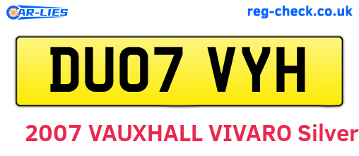 DU07VYH are the vehicle registration plates.