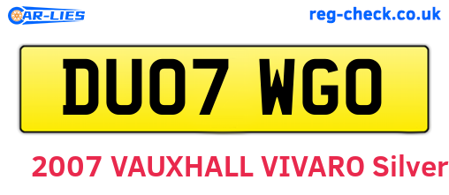 DU07WGO are the vehicle registration plates.