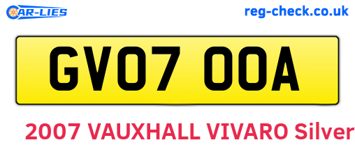 GV07OOA are the vehicle registration plates.