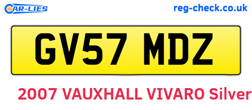 GV57MDZ are the vehicle registration plates.