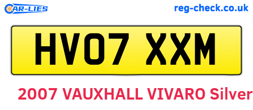 HV07XXM are the vehicle registration plates.