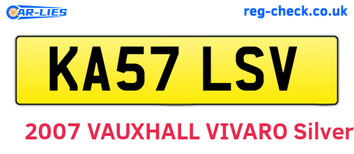 KA57LSV are the vehicle registration plates.