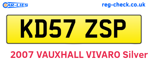 KD57ZSP are the vehicle registration plates.