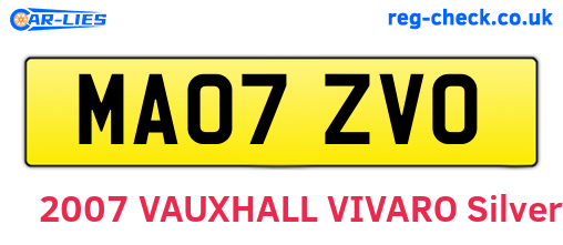 MA07ZVO are the vehicle registration plates.
