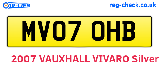 MV07OHB are the vehicle registration plates.