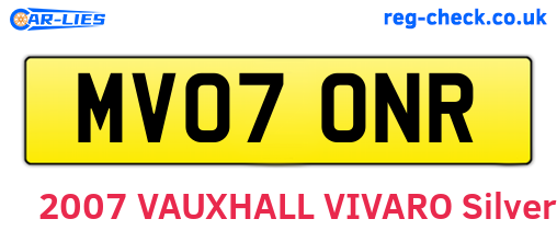 MV07ONR are the vehicle registration plates.