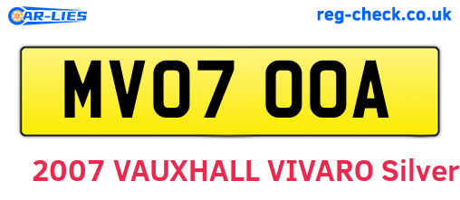 MV07OOA are the vehicle registration plates.