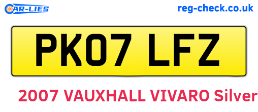 PK07LFZ are the vehicle registration plates.